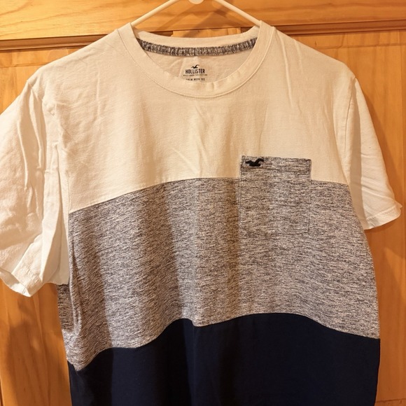 Hollister Other - Hollister T Shirt Men's XLarge Blue Grey Color Block Logo Short Sleeve